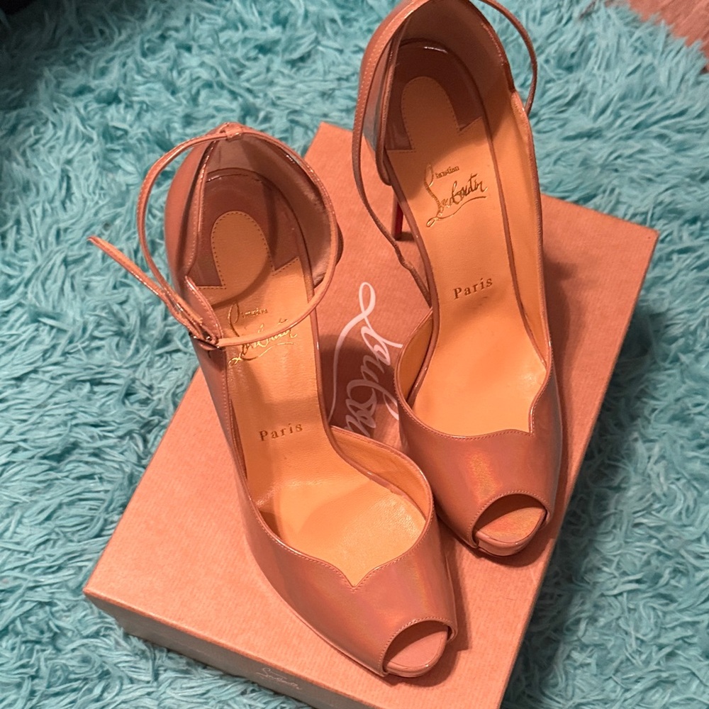 Christian Louboutin Iridescent Peep-Toe Heels